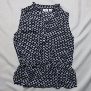 4/$14 CATO womens BLOUSE navy WHITE sleeveless LIGHTWEIGHT sheer CAREER SMALL